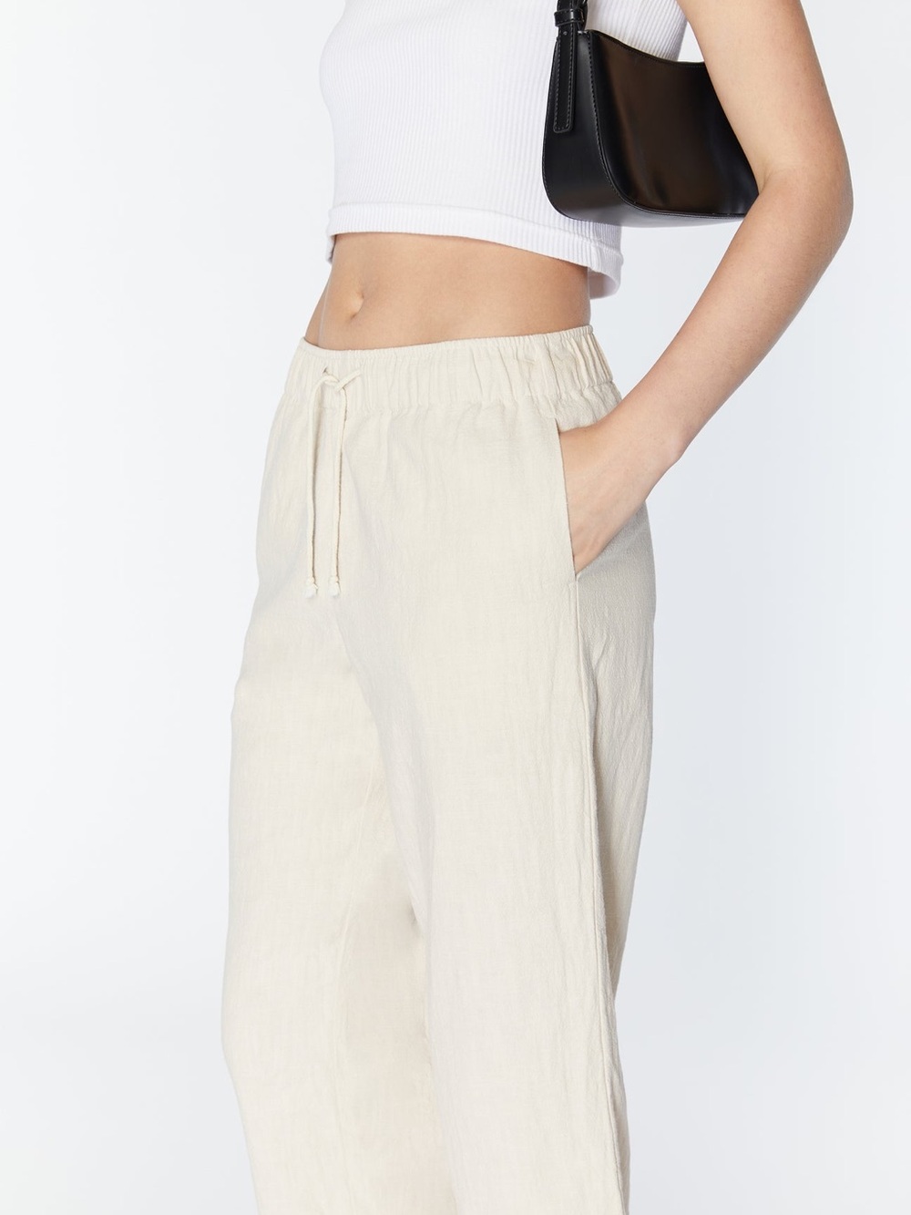 Oak + Fort NOUL Drawstring Cotton Linen-Blend Pants in White